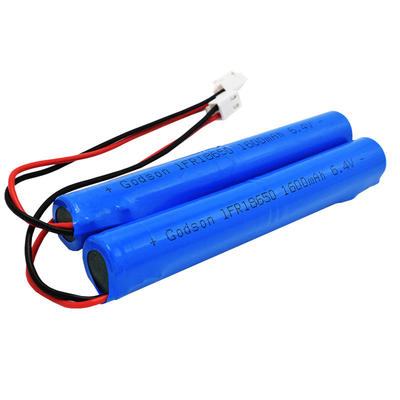 แบตเตอรี่ลิเธียมไฟฉุกเฉินที่ปรับแต่งได้ LiFePO4 18650 1600mAh 6.4Volt Battery Pack