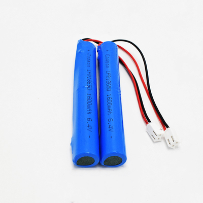 แบตเตอรี่ลิเธียมไฟฉุกเฉินที่ปรับแต่งได้ LiFePO4 18650 1600mAh 6.4Volt Battery Pack