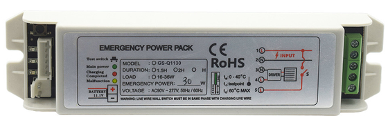 Ni - Cd แผ่นพลังงานไฟฟ้าฉุกเฉิน GS-Q1130 เครื่องแปลง 15-36W แบตเตอรี่พลังงานฉุกเฉิน ประเภทการบํารุงรักษา