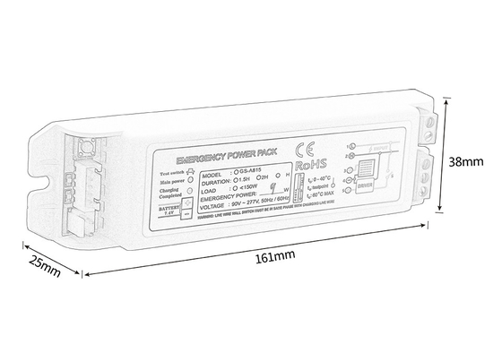 OEM DC 21-100V แพคพลังงานฉุกเฉิน 6-13W ชุดแสงฉุกเฉิน