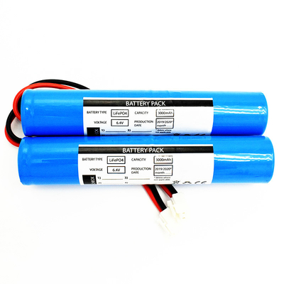 แบตเตอรี่ LiFePO4 2x26650 3000mAh ประเภทไม้ 6.4V (เครื่องเชื่อม JST VH-2P, UL1015 18 #, ความยาวของสายคือ 150mm)