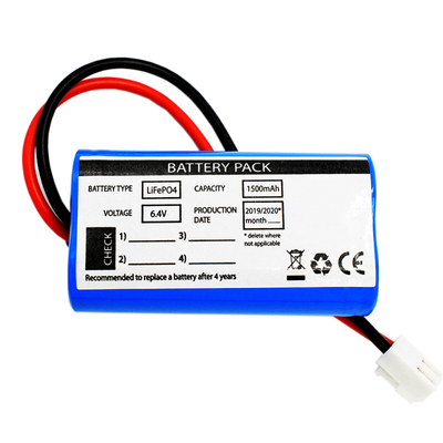 6.4V 1500mAh 18650 แสงฉุกเฉิน LFP ผู้ให้บริการแก้ไขแบตเตอรี่