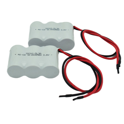 ผู้ผลิตที่สามารถปรับแต่งได้ 3.6V 1600mAh ไฟฉุกเฉิน Ni Cd แบตเตอรี่
