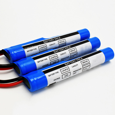 พีวีซีสติ๊กประเภท IFR 18650*2 เซลล์ในชุดที่มีโมดูลควบคุมการป้องกัน 0.6Ah 6.4V LiFePO4 แบตเตอรี่กระบอก