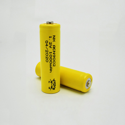 PVC สีเหลือง 1.2 V Nicd เซลล์แบตเตอรี่แบบชาร์จ AA1000mAh Stick Type
