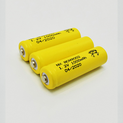 PVC สีเหลือง 1.2 V Nicd เซลล์แบตเตอรี่แบบชาร์จ AA1000mAh Stick Type