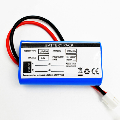 ชุดแบตเตอรี่แบบชาร์จได้ 1500 mAh LiFePO4 6.4V แบบเคียงข้างกัน