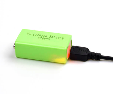 แบตเตอรี่ลิเธียมเหล็กไฟฉุกเฉินแบตเตอรี่ลิเธียม 500mAh 9V พร้อม USB