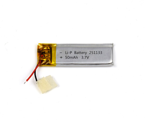 แบตเตอรี่ลิเธียมโพลิเมอร์ 251133 50mAh 3.7V พร้อมวงจรชีวิตที่ดี