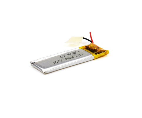 แบตเตอรี่ลิเธียมโพลิเมอร์ 251133 50mAh 3.7V พร้อมวงจรชีวิตที่ดี