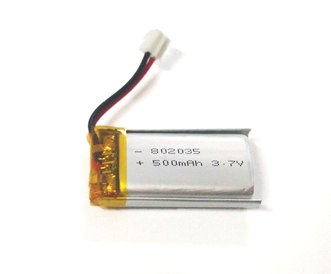 802035 แบตเตอรี่ลิเธียมโพลิเมอร์ 500mAh 3.7V พร้อมประสิทธิภาพที่เสถียร