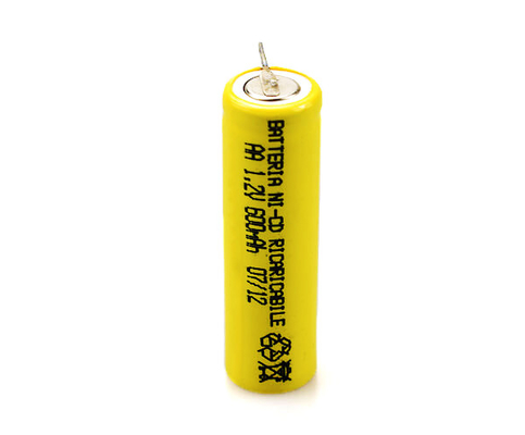 16.6g 1.2 V Ni Cd แบตเตอรี่แบบชาร์จได้ Yellow PVC AA600mAh